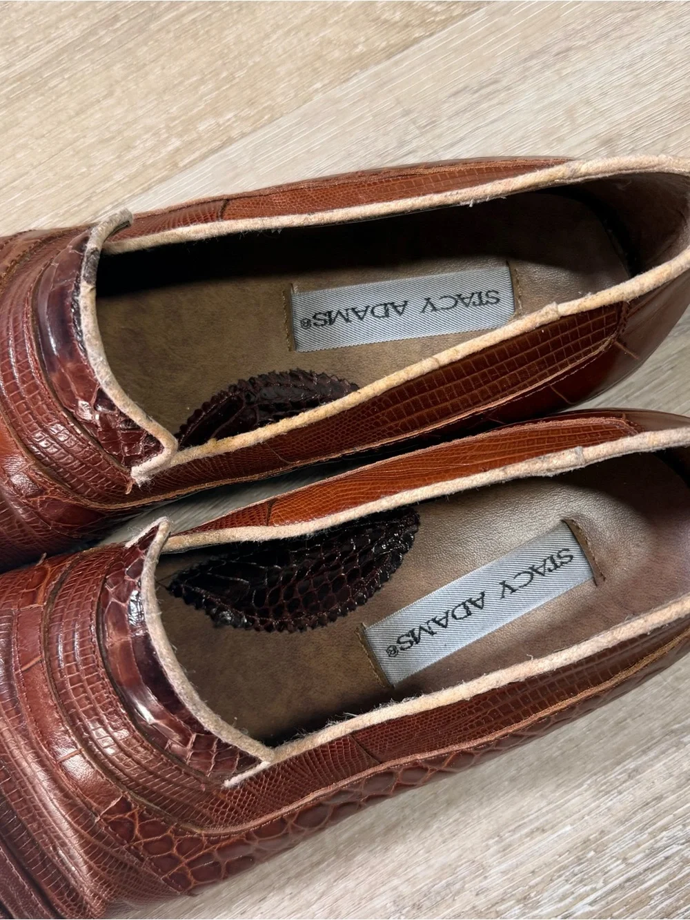 Stacy Adams Cognac Croc-Embossed Leather Slip-On Loafers